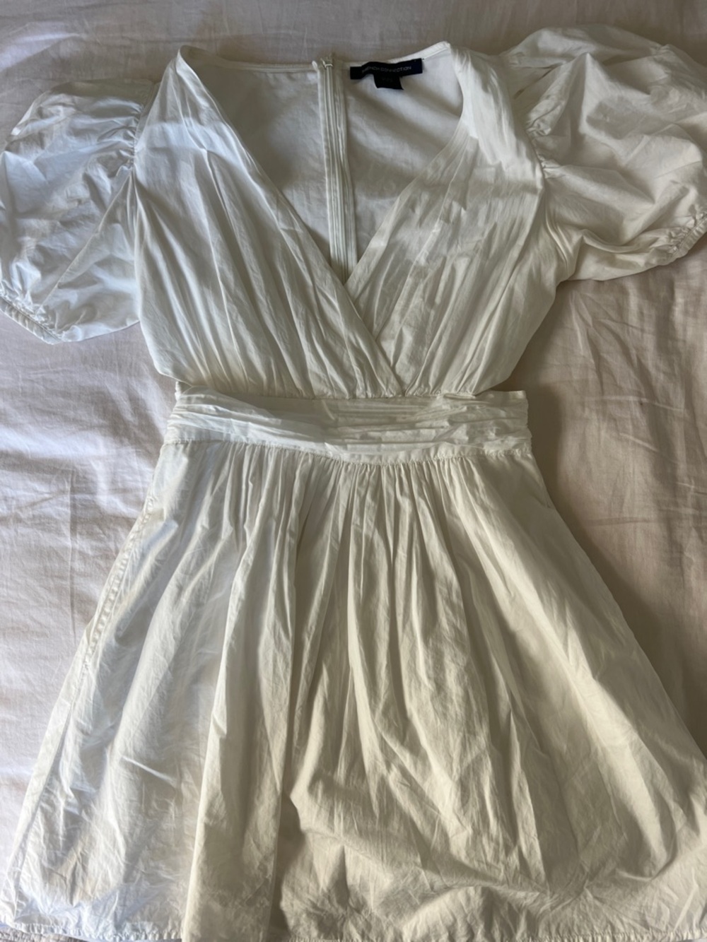 French connection white puff sleeve mini dress